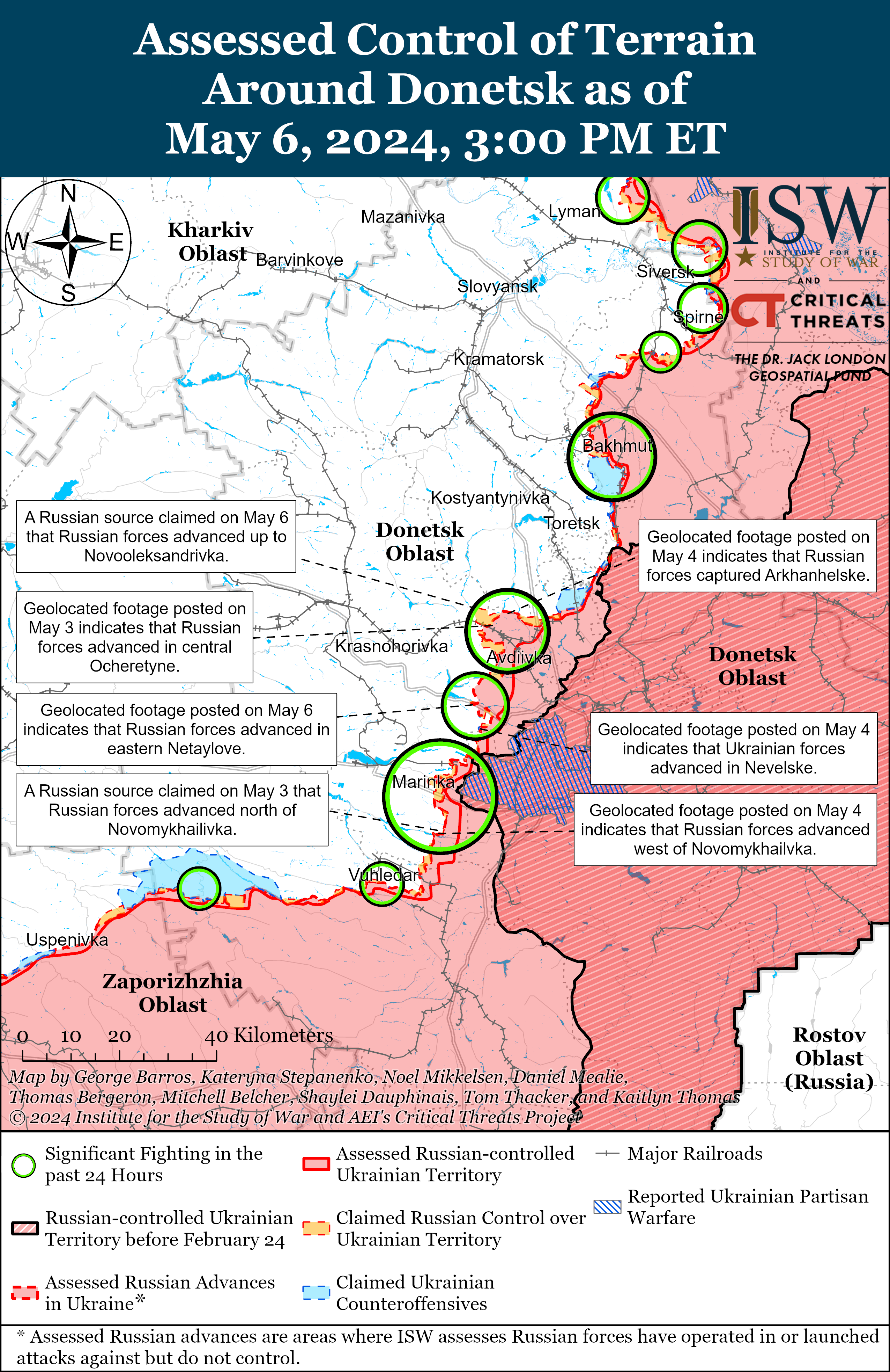 Російські окупанти просунулися у чотирьох фронтових областях: карти ISW